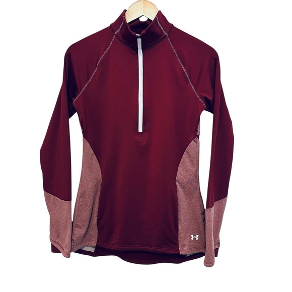 Under Armour Women's Small Quarter Zip Maroon Running Aggies A&M Texas Pullover - Picture 1 of 4